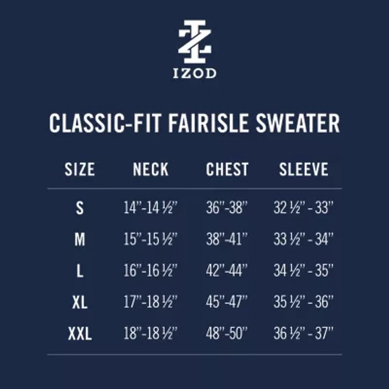 IZOD Fairisle Mens Long Sleeve Pullover Sweater