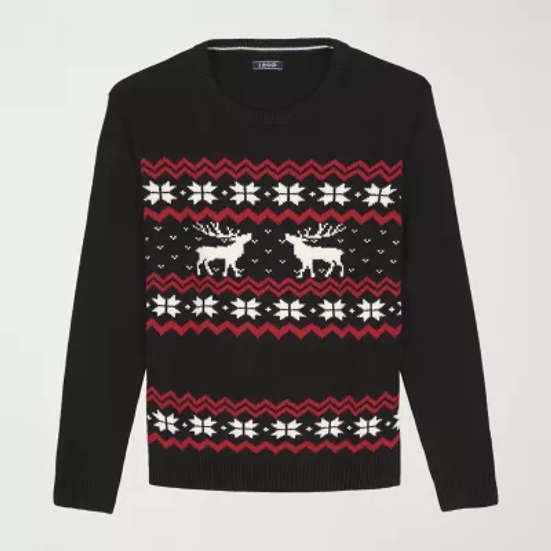 IZOD Reindeer Mens Crew Neck Long Sleeve Pullover Sweater