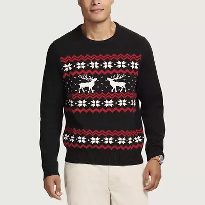 IZOD Reindeer Mens Crew Neck Long Sleeve Pullover Sweater