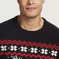 IZOD Reindeer Mens Crew Neck Long Sleeve Pullover Sweater