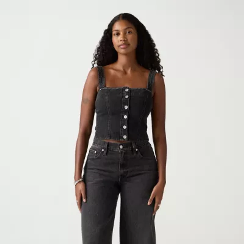 Levi's Womens Square Neck Long Sleeve Tank Top