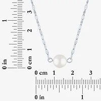 Womens White Cultured Freshwater Pearl Sterling Silver Round 18 Inch Pendant Necklace
