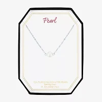 Womens White Cultured Freshwater Pearl Sterling Silver Round 18 Inch Pendant Necklace