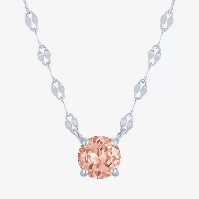 Womens Lab Created Champagne Sapphire Sterling Silver Round 16 Inch Pendant Necklace