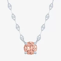 Womens Lab Created Champagne Sapphire Sterling Silver Round 16 Inch Pendant Necklace