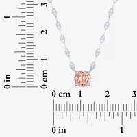 Womens Lab Created Champagne Sapphire Sterling Silver Round 16 Inch Pendant Necklace