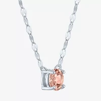 Womens Lab Created Champagne Sapphire Sterling Silver Round 16 Inch Pendant Necklace