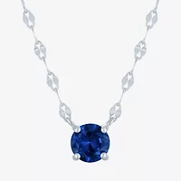 Womens Lab Created Sapphire Sterling Silver Round 16 Inch Pendant Necklace