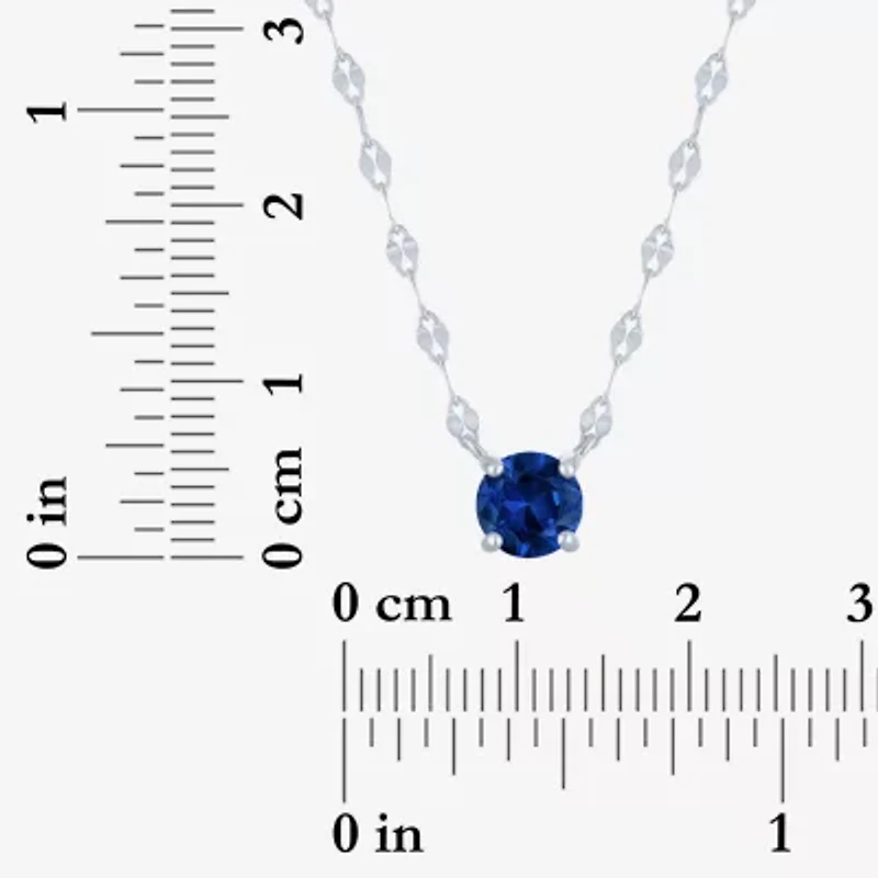 Womens Lab Created Sapphire Sterling Silver Round 16 Inch Pendant Necklace