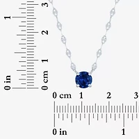 Womens Lab Created Sapphire Sterling Silver Round 16 Inch Pendant Necklace