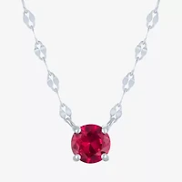 Womens Lab Created Red Ruby Sterling Silver Round 16 Inch Pendant Necklace