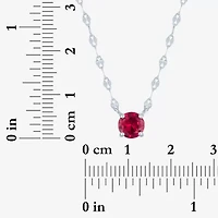 Womens Lab Created Red Ruby Sterling Silver Round 16 Inch Pendant Necklace