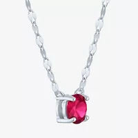 Womens Lab Created Red Ruby Sterling Silver Round 16 Inch Pendant Necklace