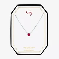 Womens Lab Created Red Ruby Sterling Silver Round 16 Inch Pendant Necklace