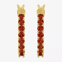 Womens Genuine Red Garnet 14K Gold Over Silver 16mm Hoop Earrings