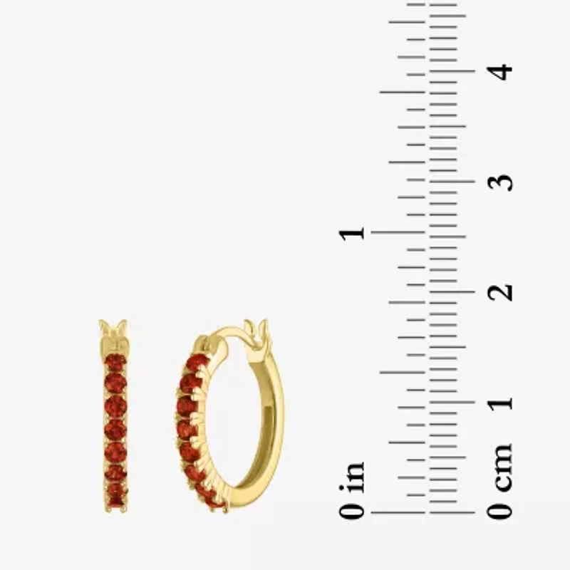 Womens Genuine Red Garnet 14K Gold Over Silver 16mm Hoop Earrings