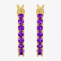 Womens Genuine Purple Amethyst 14K Gold Over Silver 16mm Round Hoop Earrings