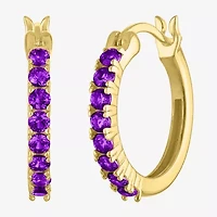 Womens Genuine Purple Amethyst 14K Gold Over Silver 16mm Round Hoop Earrings