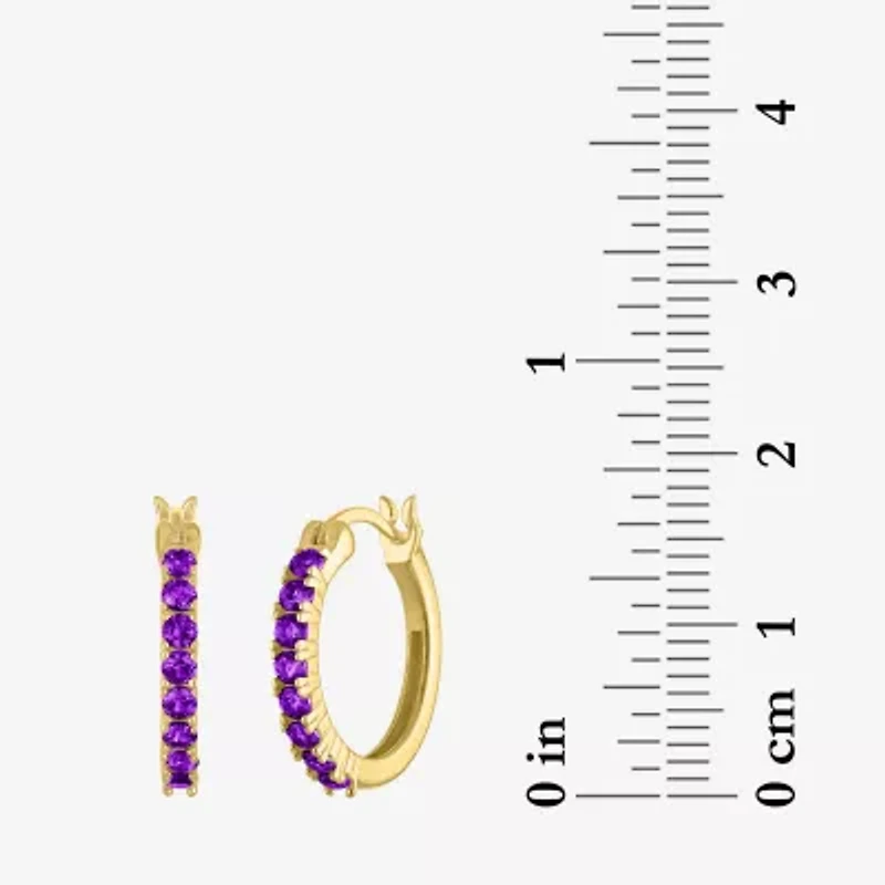 Womens Genuine Purple Amethyst 14K Gold Over Silver 16mm Round Hoop Earrings