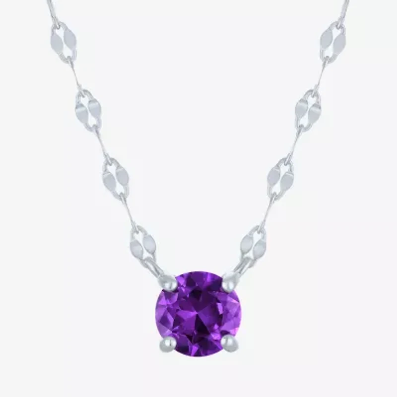 Gemstone Sterling Silver Round 16 Inch Pendant Necklace