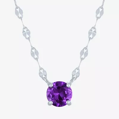 Gemstone Sterling Silver Round 16 Inch Pendant Necklace