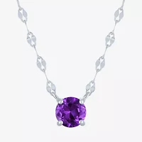 Gemstone Sterling Silver Round 16 Inch Pendant Necklace