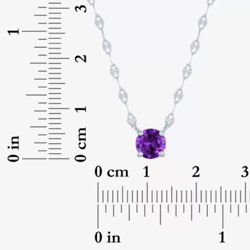 Gemstone Sterling Silver Round 16 Inch Pendant Necklace