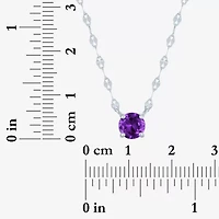 Gemstone Sterling Silver Round 16 Inch Pendant Necklace