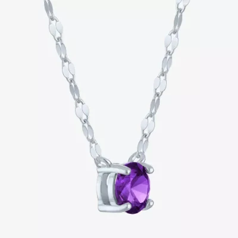 Gemstone Sterling Silver Round 16 Inch Pendant Necklace