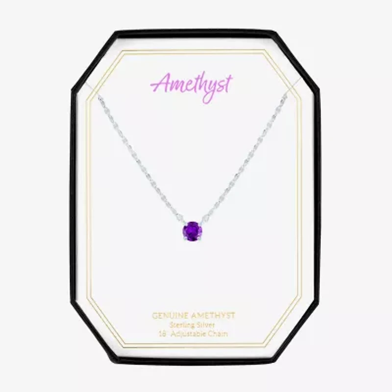 Gemstone Sterling Silver Round 16 Inch Pendant Necklace