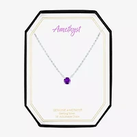 Gemstone Sterling Silver Round 16 Inch Pendant Necklace