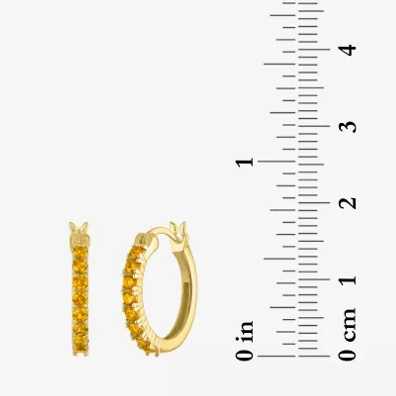 Womens Genuine Yellow Citrine 14K Gold Over Silver 16mm Hoop Earrings
