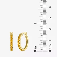 Womens Genuine Yellow Citrine 14K Gold Over Silver 16mm Hoop Earrings