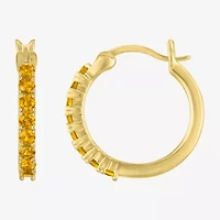 Womens Genuine Yellow Citrine 14K Gold Over Silver 16mm Hoop Earrings