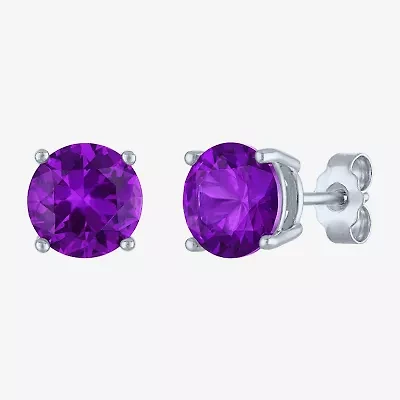 Gemstone Sterling Silver 7mm Stud Earrings