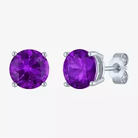 Gemstone Sterling Silver 7mm Stud Earrings