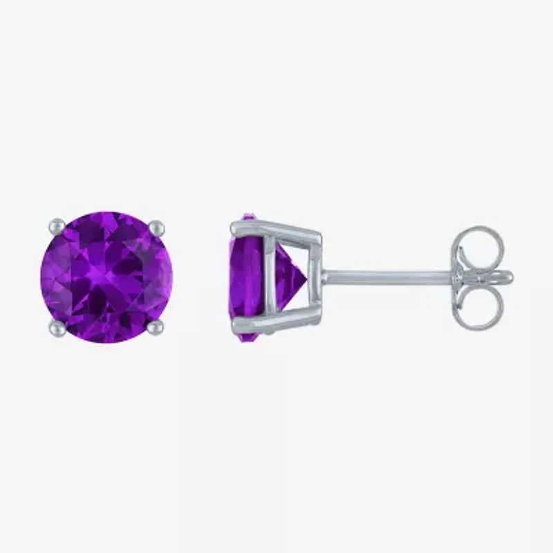 Gemstone Sterling Silver 7mm Stud Earrings