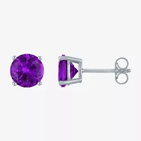 Gemstone Sterling Silver 7mm Stud Earrings