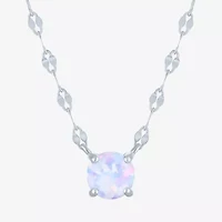 Womens Lab Created Multi Color Opal Sterling Silver Round 16 Inch Pendant Necklace