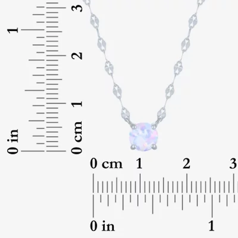 Womens Lab Created Multi Color Opal Sterling Silver Round 16 Inch Pendant Necklace