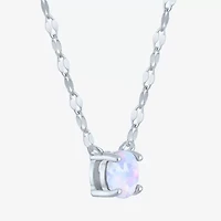 Womens Lab Created Multi Color Opal Sterling Silver Round 16 Inch Pendant Necklace