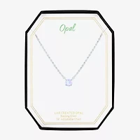 Womens Lab Created Multi Color Opal Sterling Silver Round 16 Inch Pendant Necklace
