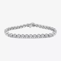 Si2 / F Womens Lab Grown White Diamond 10K Gold Round 7.25 Inch Tennis Bracelet
