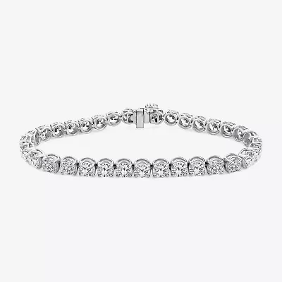 Si2 / F Womens Lab Grown White Diamond 14K White Gold Round 8 Inch Tennis Bracelet