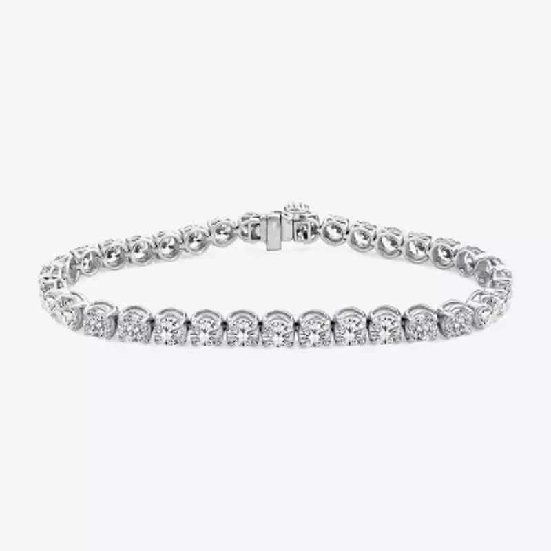 Si2 / F Womens Lab Grown White Diamond 14K White Gold Round 7.25 Inch Tennis Bracelet