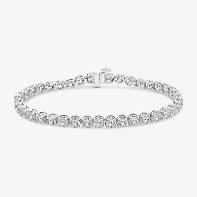 (F / Si2) Womens 8 1/3 Ct. T.W. Lab Grown White Diamond 10K Gold Round 6 1/2 Inch Tennis Bracelet