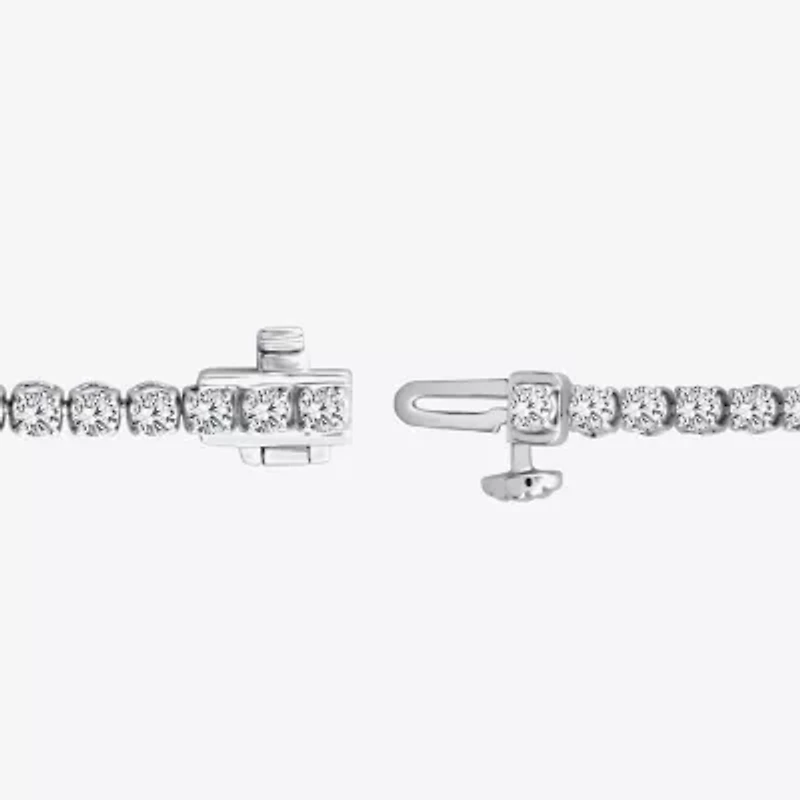 (F, Si2) Womens 3 1/6 Ct. T.W. Lab Grown White Diamond 10K Gold 7.25 Inch Tennis Bracelet