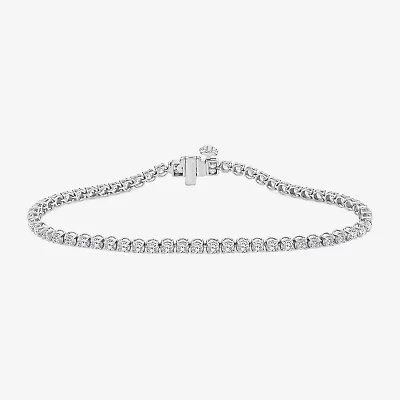(F, Si2) Womens 3 3/8 Ct. T.W. Lab Grown White Diamond 10K Gold 8 Inch Tennis Bracelet