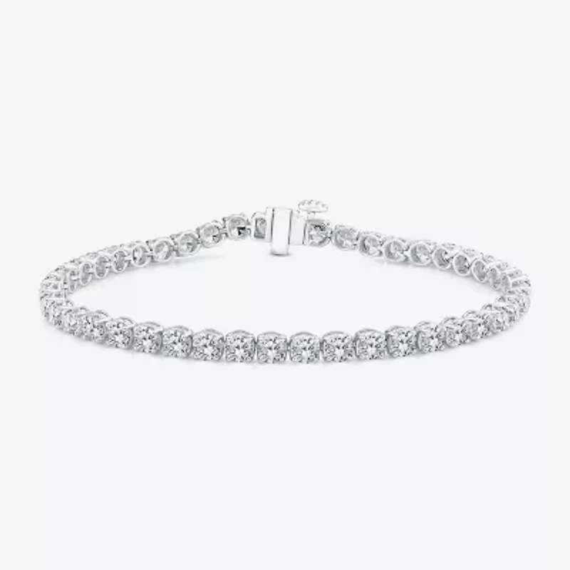 (F, Si2) Womens 6 1/2 Ct. T.W. Lab Grown White Diamond 10K Gold Round 6 1/2 Inch Tennis Bracelet