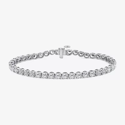 (F, Si2) Womens 7 3/8 Ct. T.W. Lab Grown White Diamond 10K Gold Round 6 1/2 Inch Tennis Bracelet